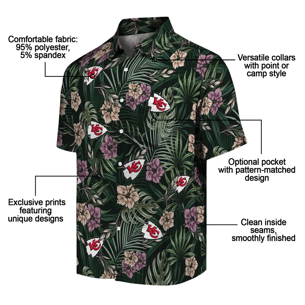 Kansas City Chiefs Hawaiian Shirt - Hibiscus Leaves Pattern | Moonbestprint