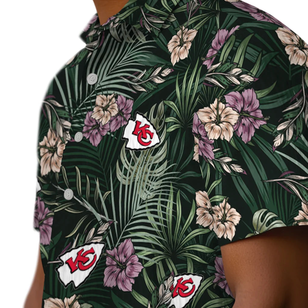 Kansas City Chiefs Hawaiian Shirt - Hibiscus Leaves Pattern | Moonbestprint