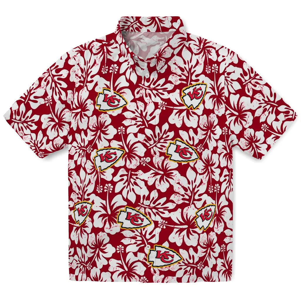 Kansas City Chiefs Hawaiian Shirt - Hibiscus Motif | Moonbestprint