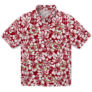 Kansas City Chiefs Hawaiian Shirt - Hibiscus Motif | Moonbestprint