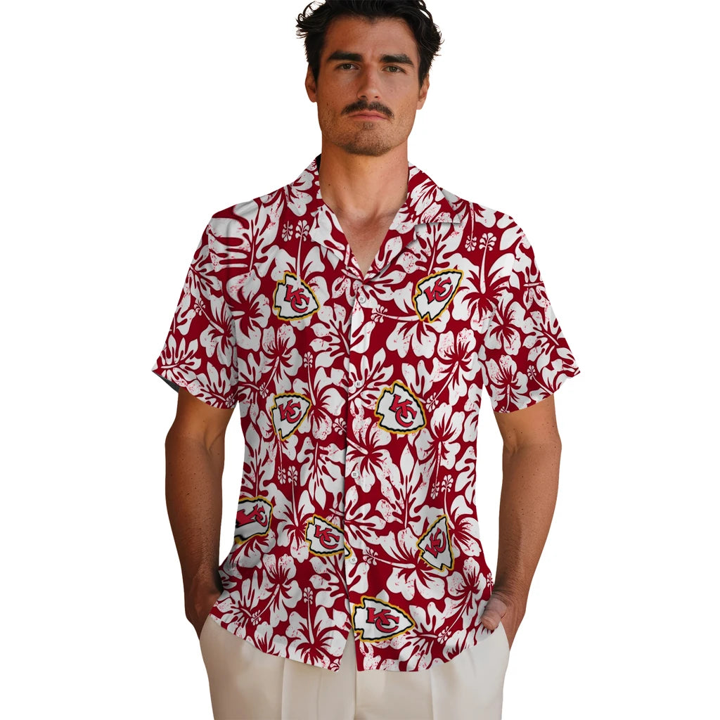 Kansas City Chiefs Hawaiian Shirt - Hibiscus Motif | Moonbestprint