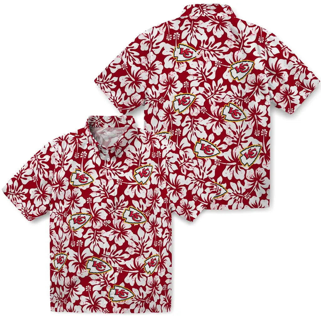 Kansas City Chiefs Hawaiian Shirt - Hibiscus Motif | Moonbestprint