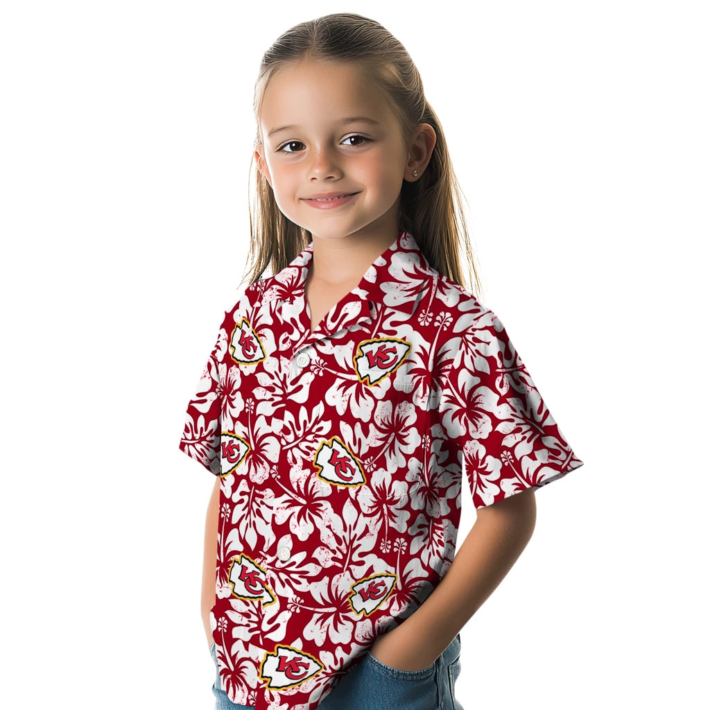 Kansas City Chiefs Hawaiian Shirt - Hibiscus Motif | Moonbestprint