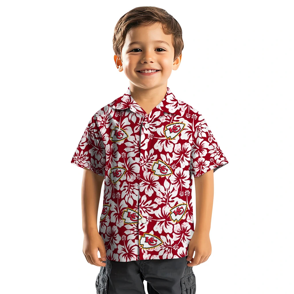 Kansas City Chiefs Hawaiian Shirt - Hibiscus Motif | Moonbestprint
