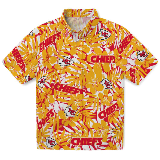 Kansas City Chiefs Hawaiian Shirt - Hibiscus Overlay | Moonbestprint