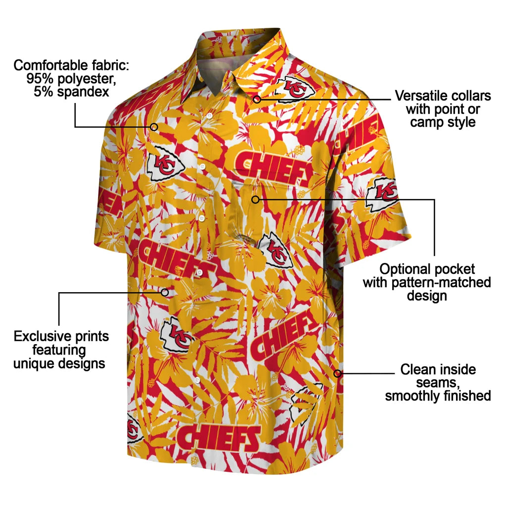 Kansas City Chiefs Hawaiian Shirt - Hibiscus Overlay | Moonbestprint