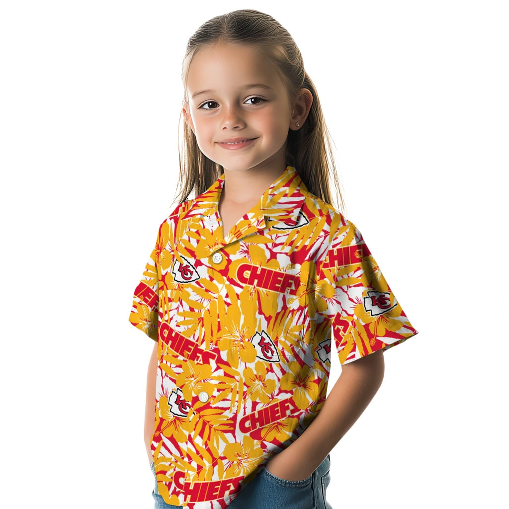 Kansas City Chiefs Hawaiian Shirt - Hibiscus Overlay | Moonbestprint