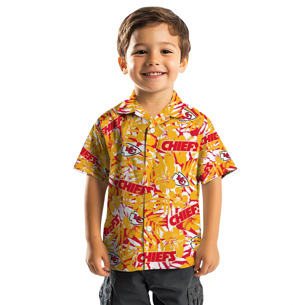 Kansas City Chiefs Hawaiian Shirt - Hibiscus Overlay | Moonbestprint