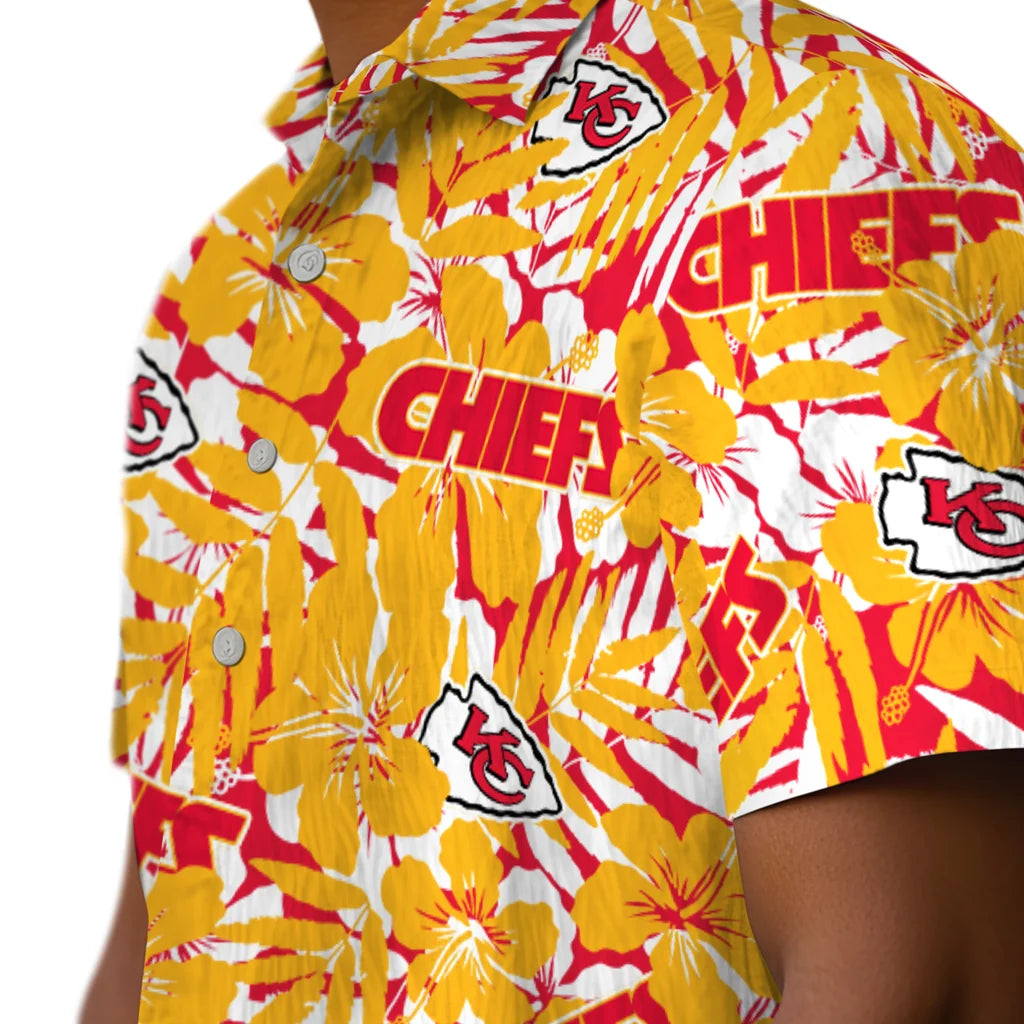 Kansas City Chiefs Hawaiian Shirt - Hibiscus Overlay | Moonbestprint
