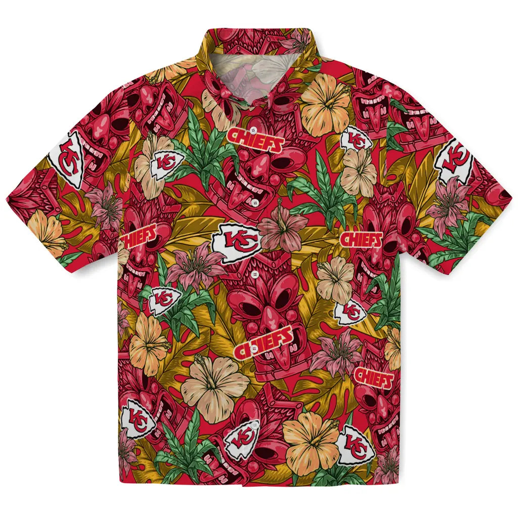 Kansas City Chiefs Hawaiian Shirt - Hibiscus Tiki Jungle | Moonbestprint