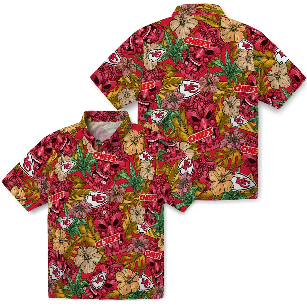 Kansas City Chiefs Hawaiian Shirt - Hibiscus Tiki Jungle | Moonbestprint