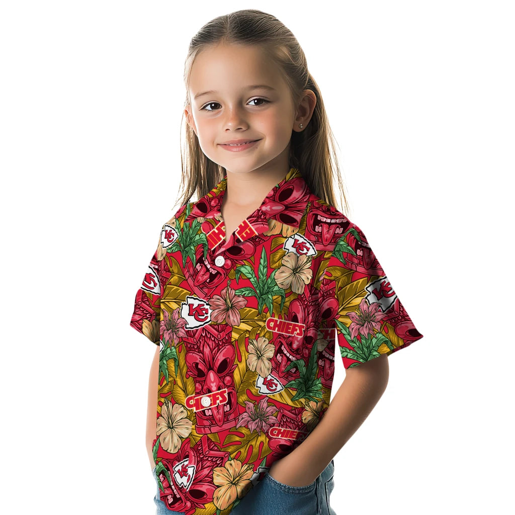 Kansas City Chiefs Hawaiian Shirt - Hibiscus Tiki Jungle | Moonbestprint