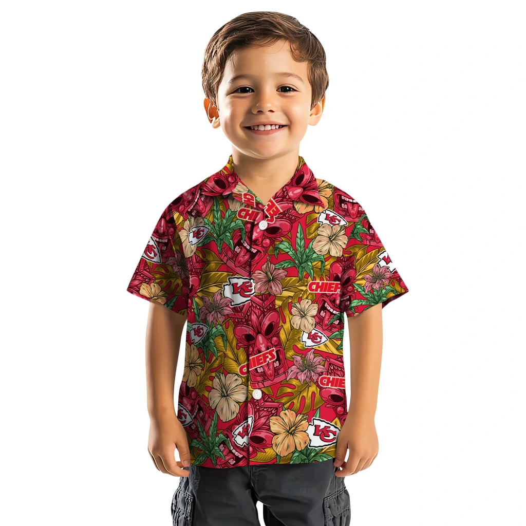 Kansas City Chiefs Hawaiian Shirt - Hibiscus Tiki Jungle | Moonbestprint