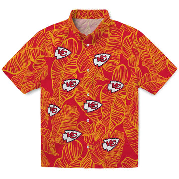 Kansas City Chiefs Hawaiian Shirt - Leaf Outline | Moonbestprint