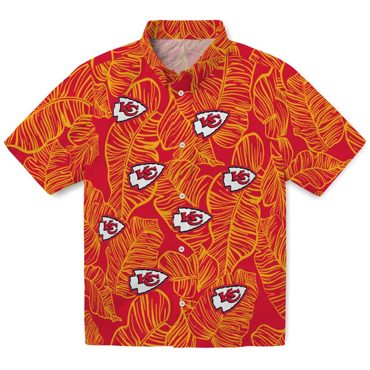 Kansas City Chiefs Hawaiian Shirt - Leaf Outline | Moonbestprint