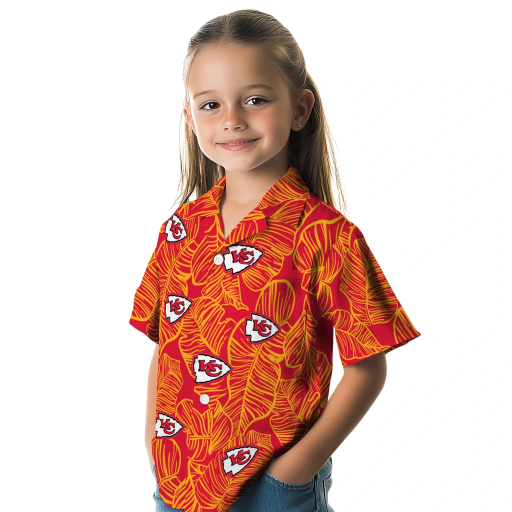 Kansas City Chiefs Hawaiian Shirt - Leaf Outline | Moonbestprint