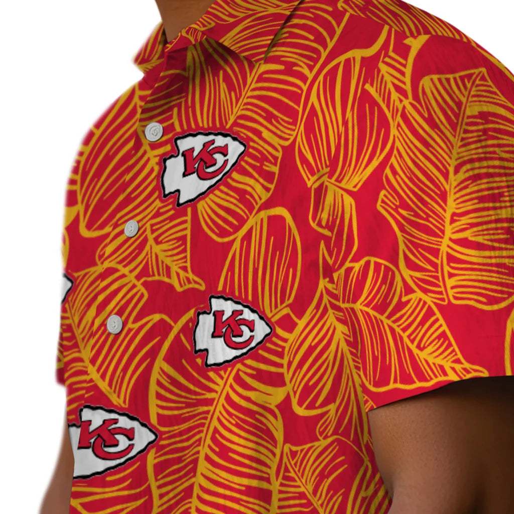 Kansas City Chiefs Hawaiian Shirt - Leaf Outline | Moonbestprint