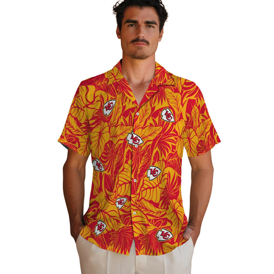 Kansas City Chiefs Hawaiian Shirt - Monstera Layer | Moonbestprint