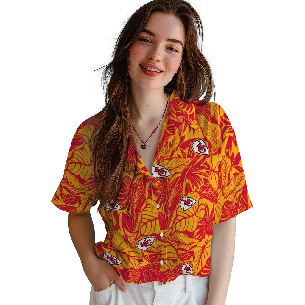 Kansas City Chiefs Hawaiian Shirt - Monstera Layer | Moonbestprint