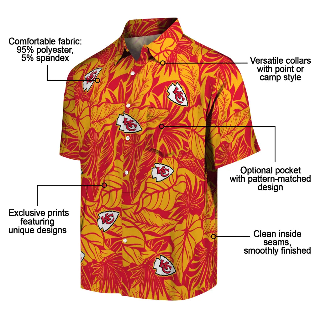 Kansas City Chiefs Hawaiian Shirt - Monstera Layer | Moonbestprint