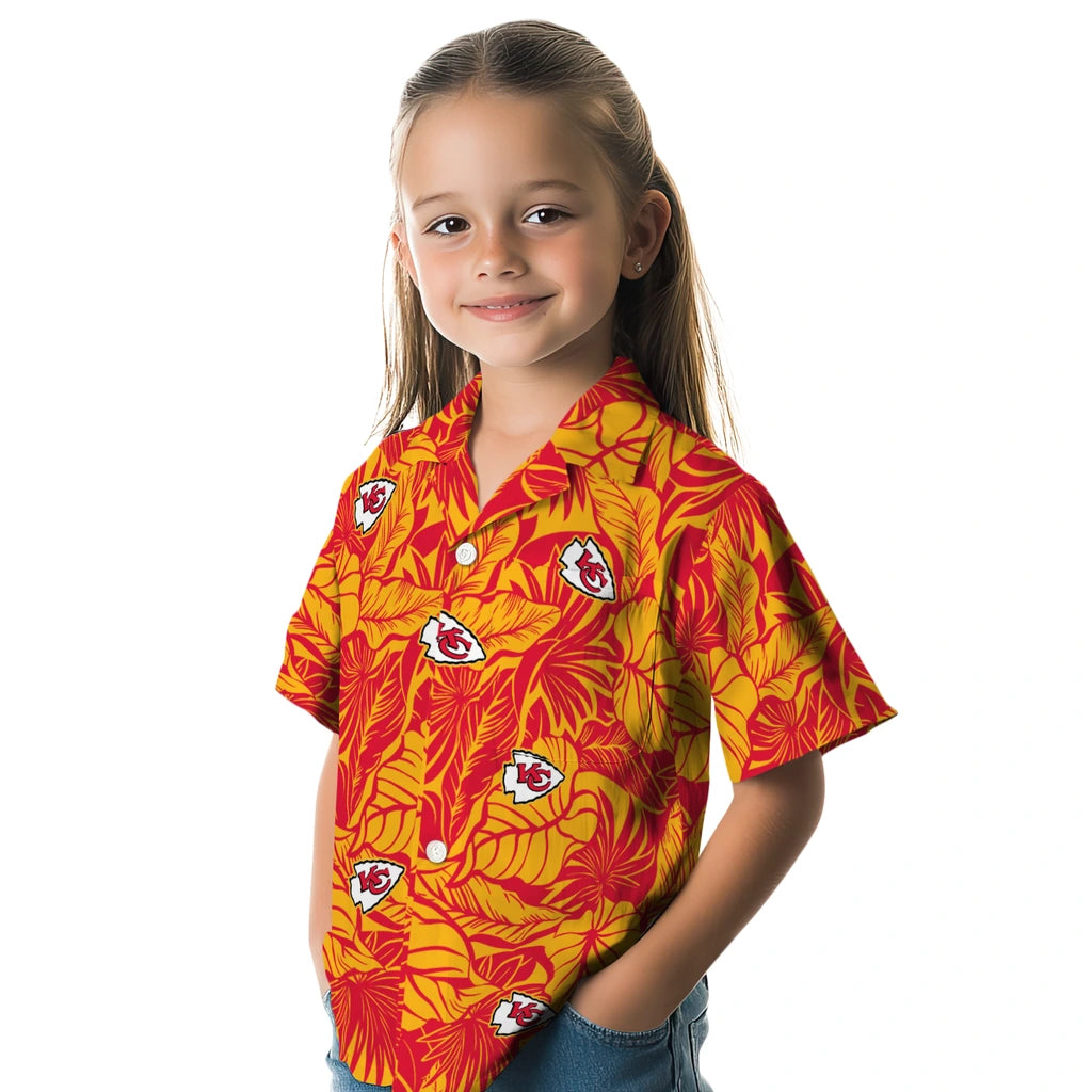 Kansas City Chiefs Hawaiian Shirt - Monstera Layer | Moonbestprint