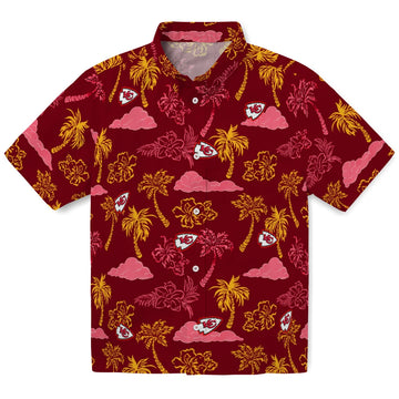 Kansas City Chiefs Hawaiian Shirt - Palm And Clouds | Moonbestprint