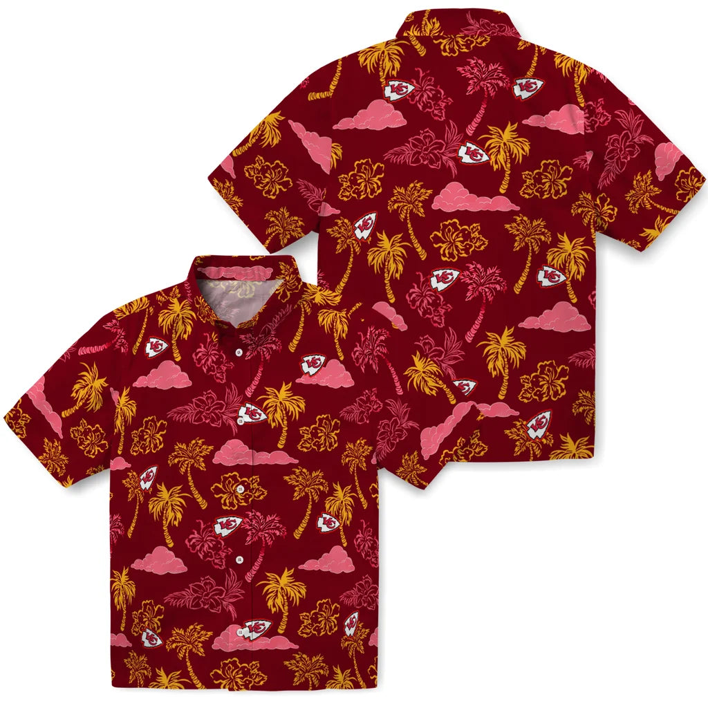 Kansas City Chiefs Hawaiian Shirt - Palm And Clouds | Moonbestprint