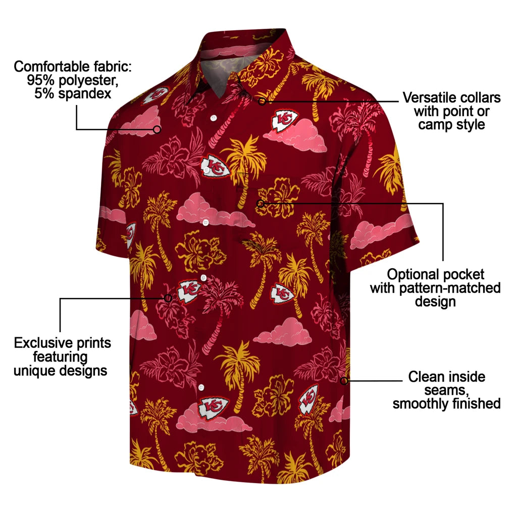 Kansas City Chiefs Hawaiian Shirt - Palm And Clouds | Moonbestprint