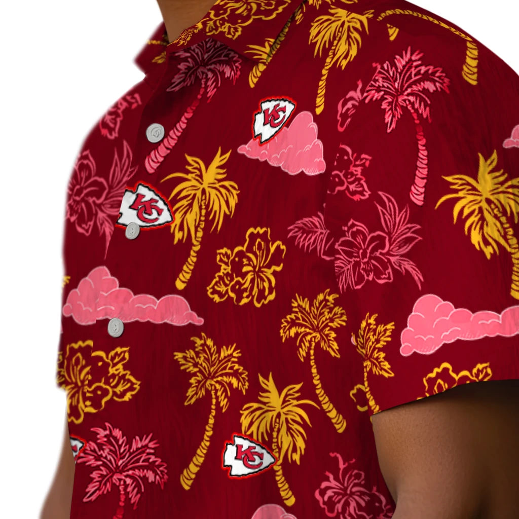 Kansas City Chiefs Hawaiian Shirt - Palm And Clouds | Moonbestprint