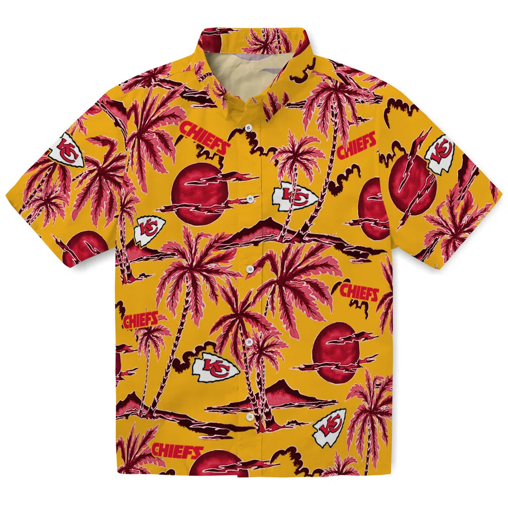 Kansas City Chiefs Hawaiian Shirt - Palm Sunset | Moonbestprint