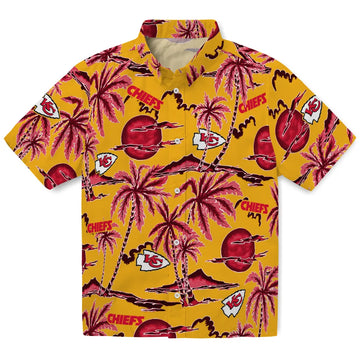 Kansas City Chiefs Hawaiian Shirt - Palm Sunset | Moonbestprint