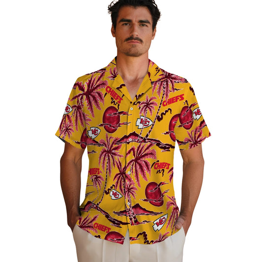 Kansas City Chiefs Hawaiian Shirt - Palm Sunset | Moonbestprint