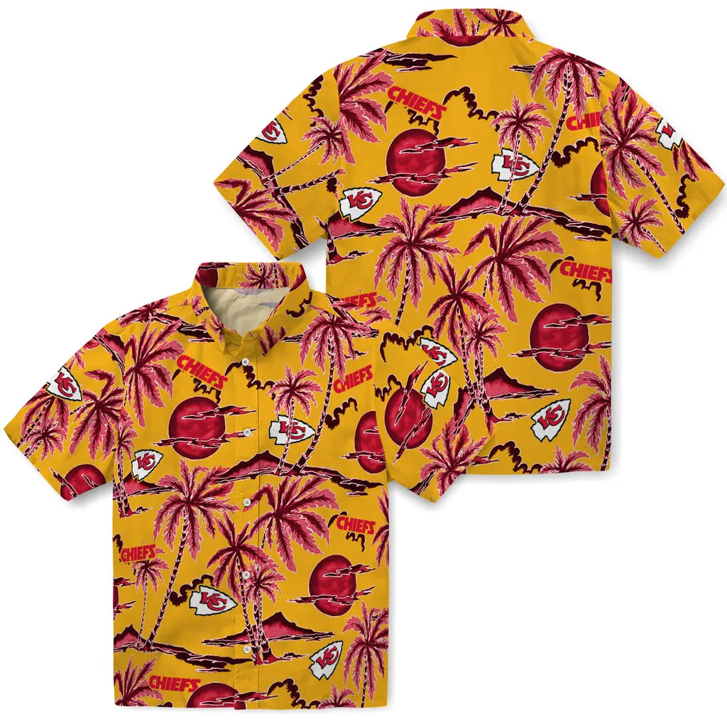 Kansas City Chiefs Hawaiian Shirt - Palm Sunset | Moonbestprint