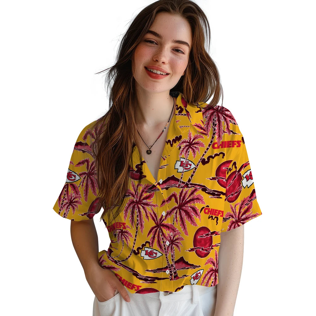 Kansas City Chiefs Hawaiian Shirt - Palm Sunset | Moonbestprint