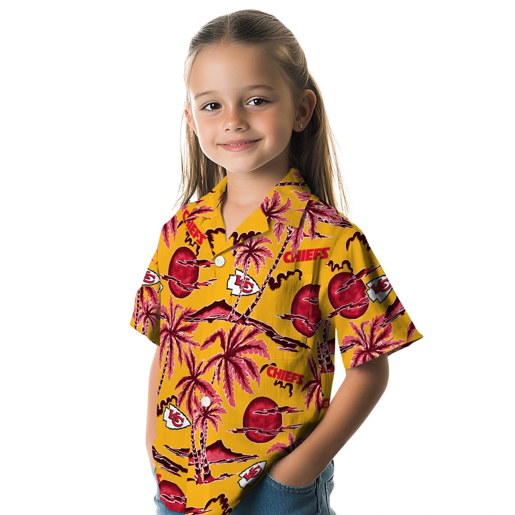Kansas City Chiefs Hawaiian Shirt - Palm Sunset | Moonbestprint