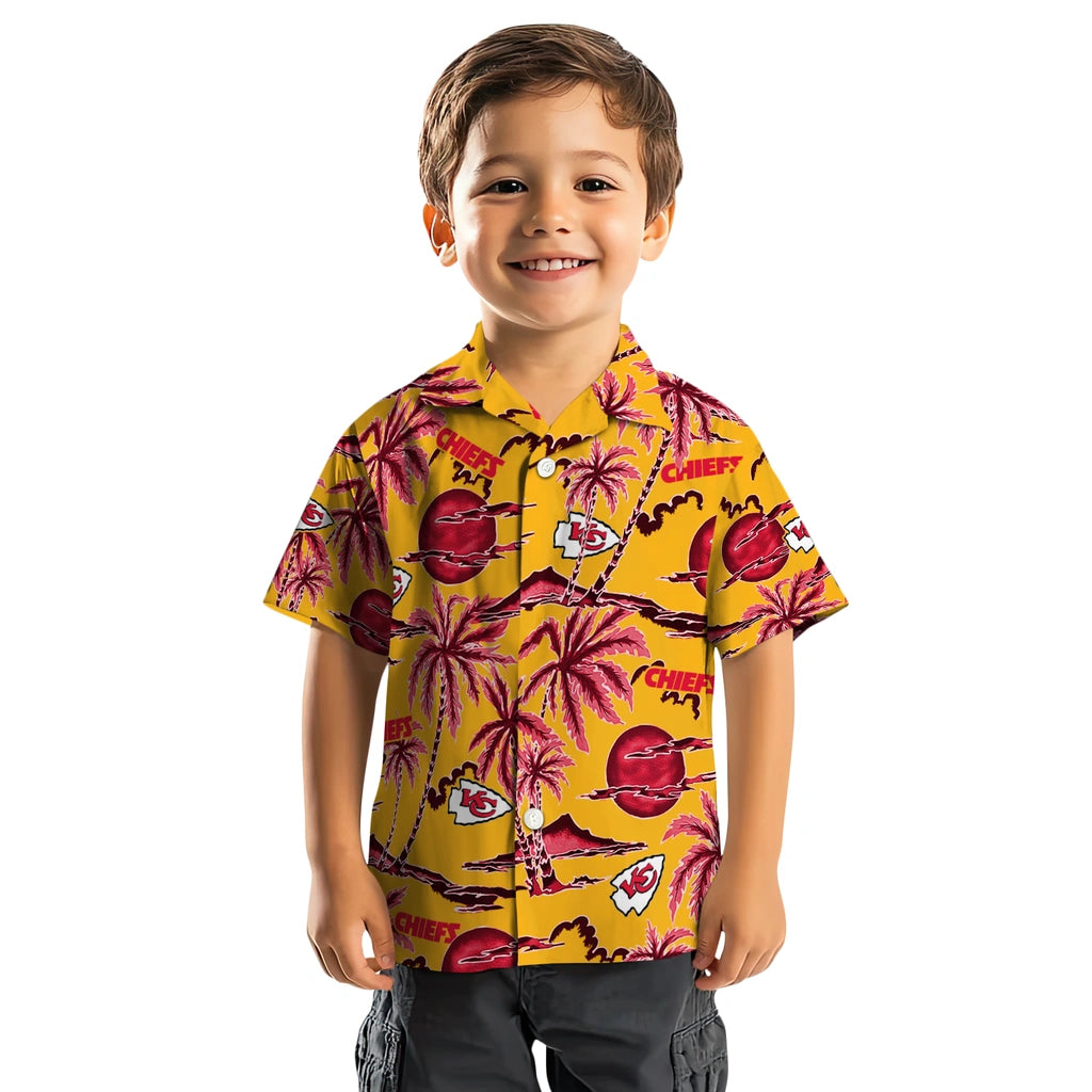 Kansas City Chiefs Hawaiian Shirt - Palm Sunset | Moonbestprint