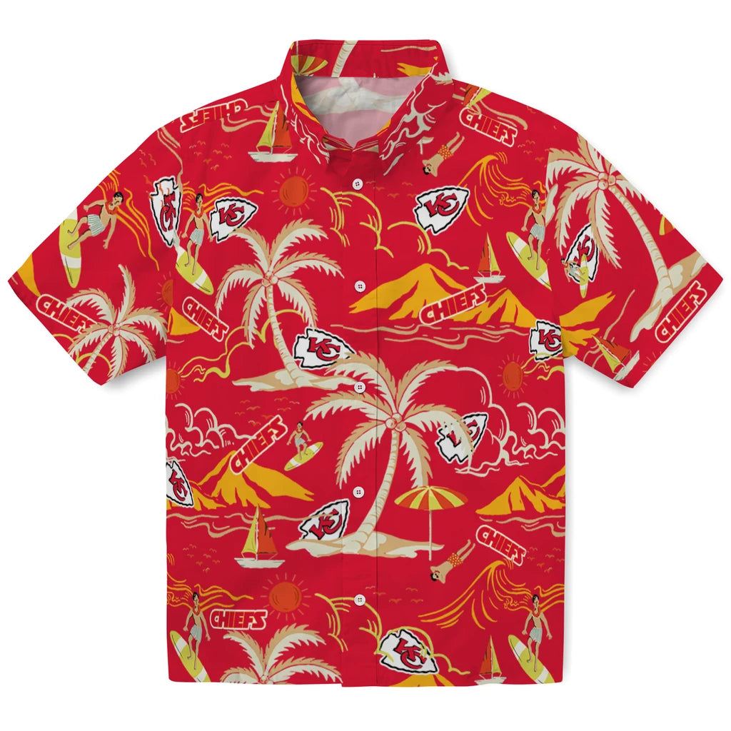 Kansas City Chiefs Hawaiian Shirt - Palm Tree Island | Moonbestprint