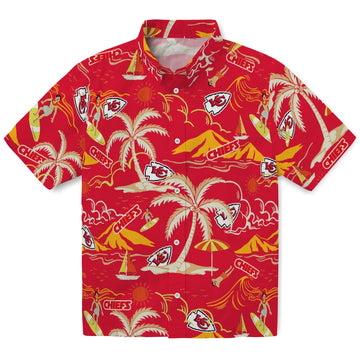 Kansas City Chiefs Hawaiian Shirt - Palm Tree Island | Moonbestprint
