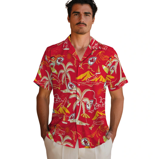 Kansas City Chiefs Hawaiian Shirt - Palm Tree Island | Moonbestprint