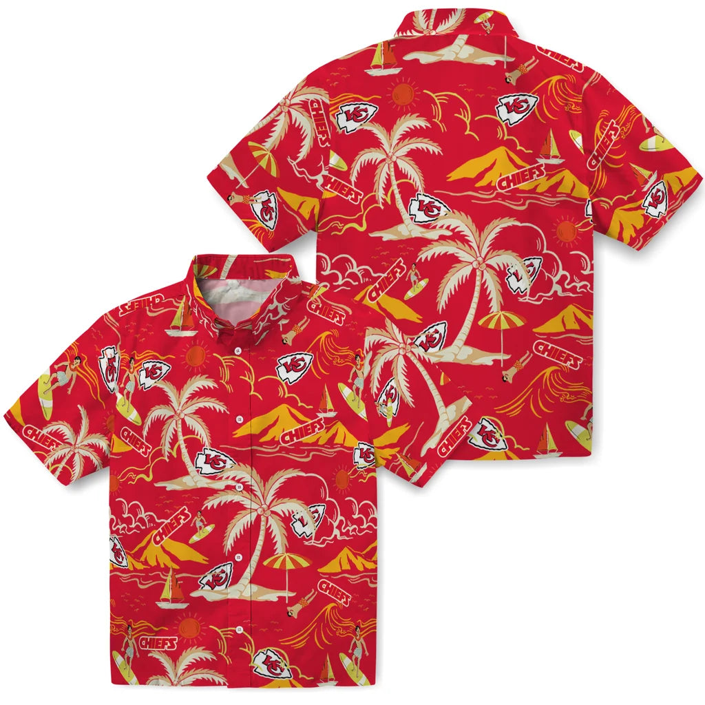 Kansas City Chiefs Hawaiian Shirt - Palm Tree Island | Moonbestprint