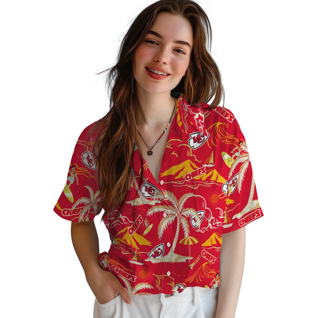 Kansas City Chiefs Hawaiian Shirt - Palm Tree Island | Moonbestprint
