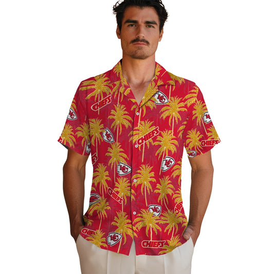 Kansas City Chiefs Hawaiian Shirt - Palm Tree Motif | Moonbestprint