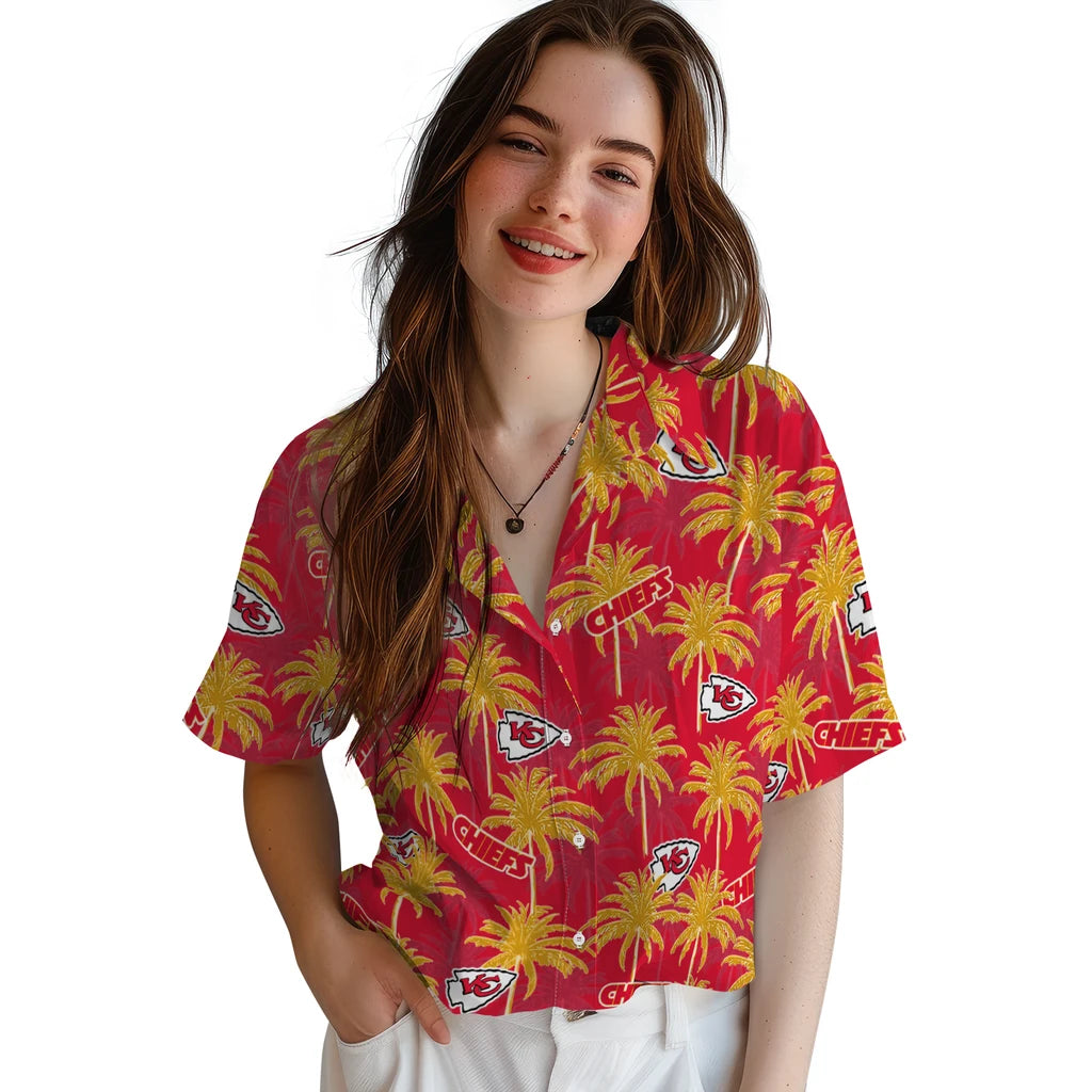 Kansas City Chiefs Hawaiian Shirt - Palm Tree Motif | Moonbestprint