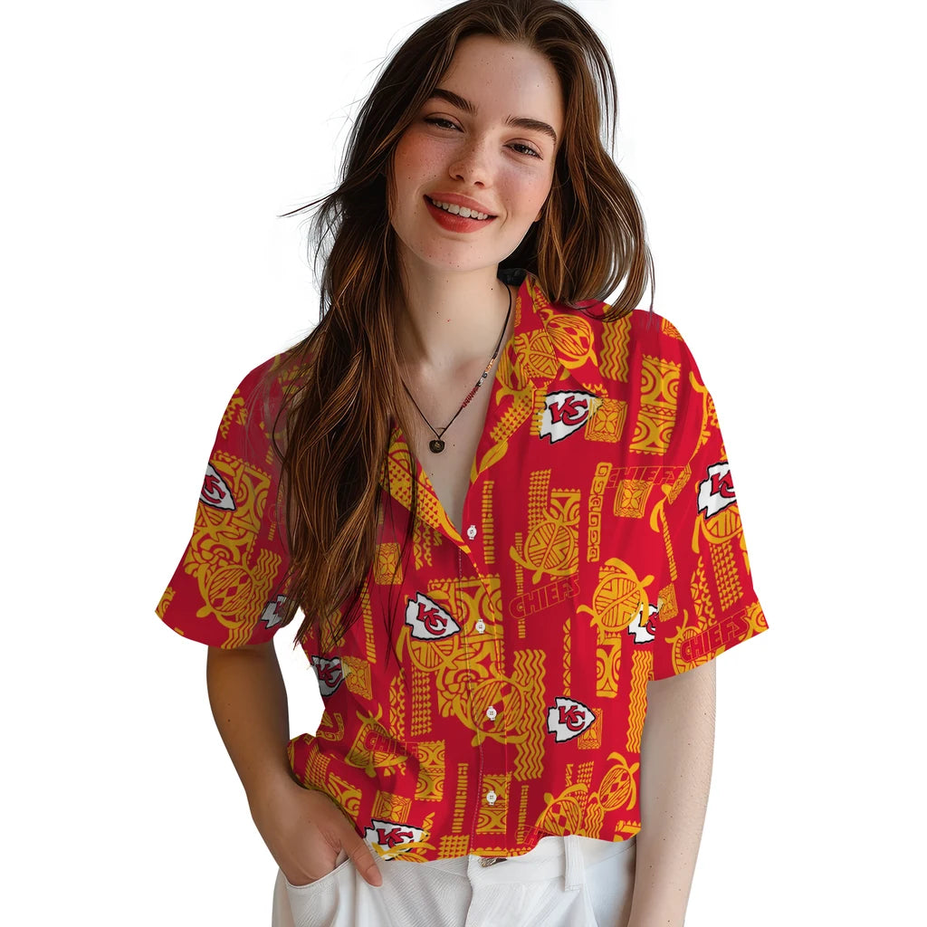 Kansas City Chiefs Hawaiian Shirt - Turtle Lines | Moonbestprint