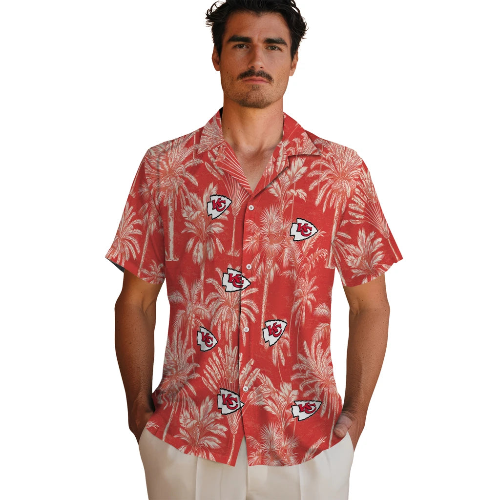 Kansas City Chiefs Hawaiian Shirt - Vintage Palm Tree | Moonbestprint