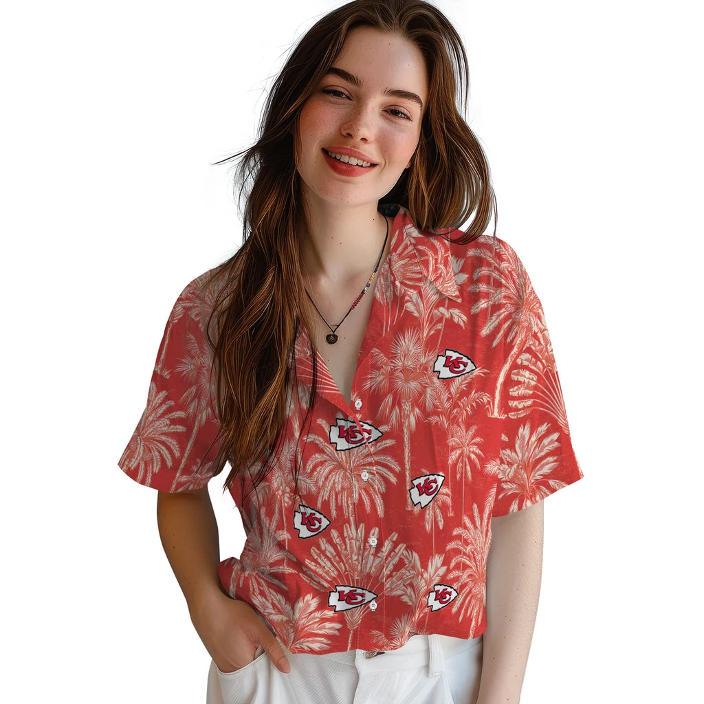Kansas City Chiefs Hawaiian Shirt - Vintage Palm Tree | Moonbestprint