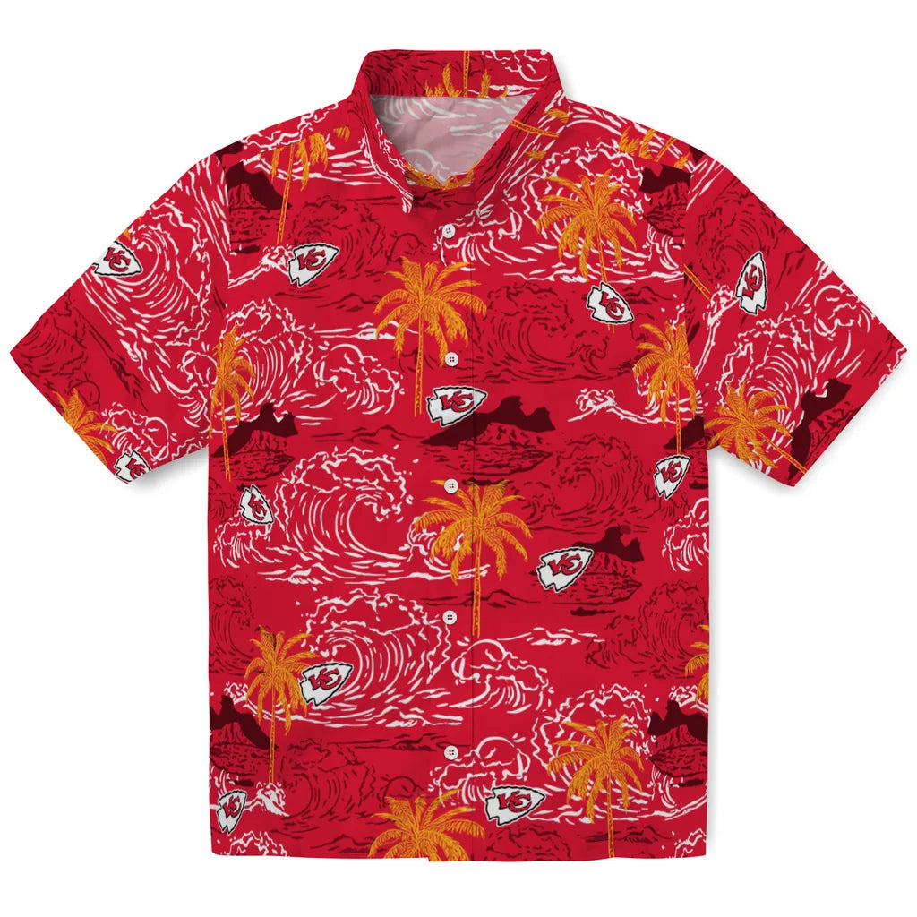 Kansas City Chiefs Hawaiian Shirt - Wave Palm | Moonbestprint