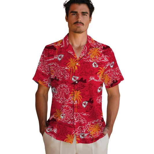 Kansas City Chiefs Hawaiian Shirt - Wave Palm | Moonbestprint