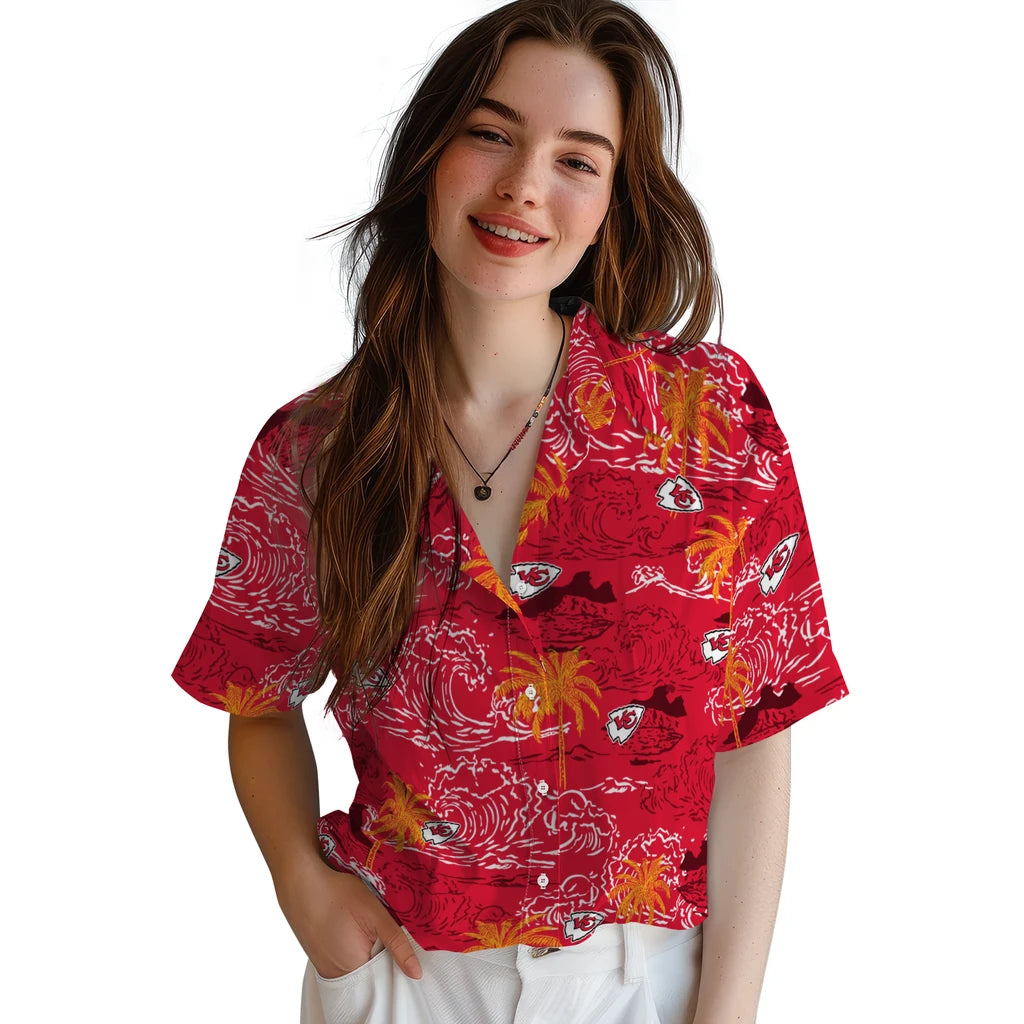 Kansas City Chiefs Hawaiian Shirt - Wave Palm | Moonbestprint