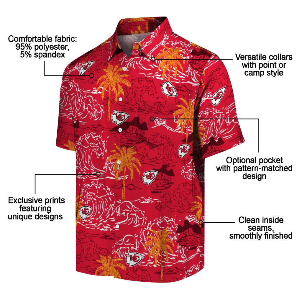 Kansas City Chiefs Hawaiian Shirt - Wave Palm | Moonbestprint